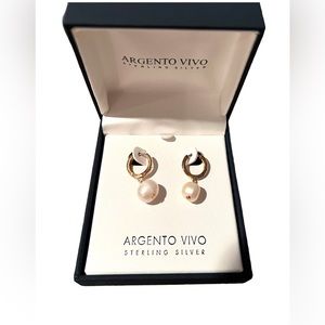 Argento Vivo Pearl Sterling Silver Hoop Earrings